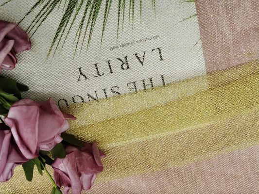 Vải lưới Lurex kim loại mềm màu vàng cho trang phục buổi tối