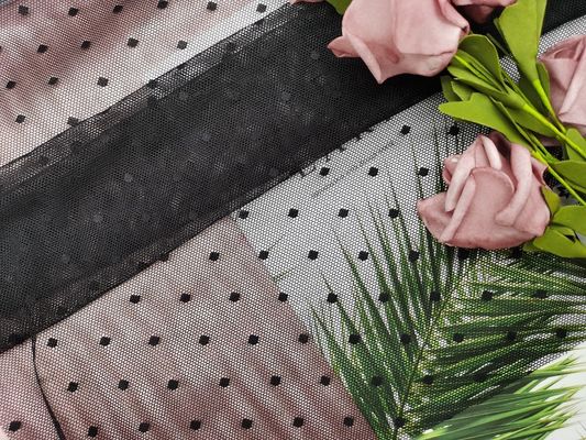 Màu đen chấm bi đen Vải thun co giãn mềm mại