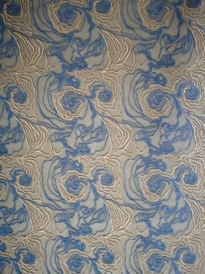 Vải ren thêu hoa màu xanh Polyester cho thương hiệu may mặc