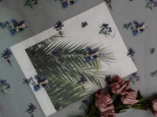 100 thước Tinh tế Lưới thêu đầy màu sắc Vải tuyn