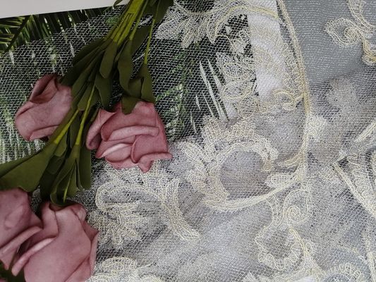 Tulle Lurex Metallic Mesh Vải Vải Ren Ngà cho Váy cưới