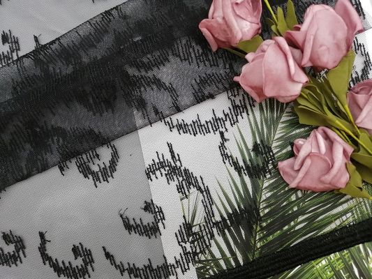 100 Yards 125 CM Tulle Mesh Móc Vải ren đen thêu