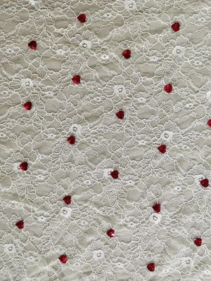 100 Yards Red Heart Party Sequin Vải thêu
