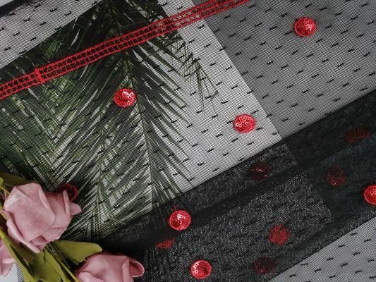 Vải thêu hình tròn màu đỏ cho trang phục dạ hội của quý cô