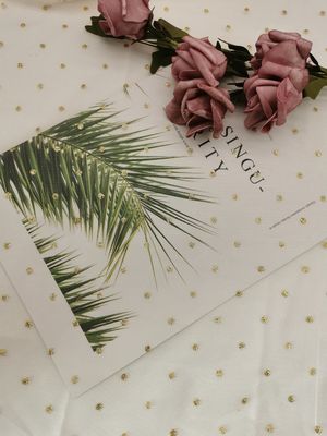 100 Yards Kim loại Giấy bạc lấp lánh In Ivory Polka Dot Vải