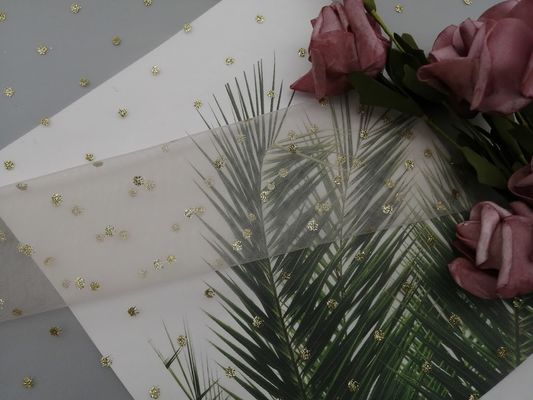 100 Yards Kim loại Giấy bạc lấp lánh In Ivory Polka Dot Vải