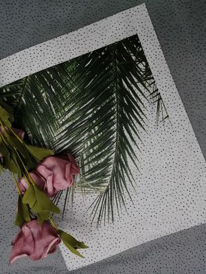 Bên màu đen Chấm long lanh Vải tuyn lưới lá in