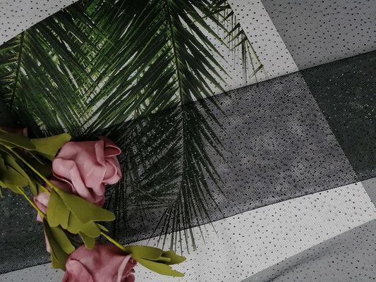 Bên màu đen Chấm long lanh Vải tuyn lưới lá in