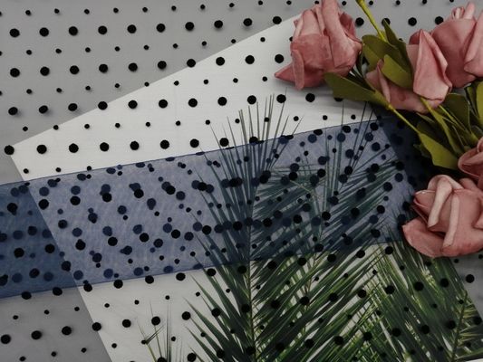 Navy Dot Tulle Flocked Mesh vải cho trang phục dạ hội của quý cô