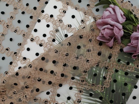 125 cm Polka Dot Thêu Vải Tuyn lưới