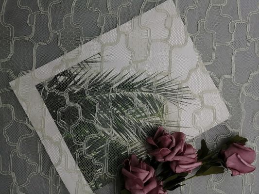 Lưới thêu vải ren hình học trang trí Chantilly Pháp