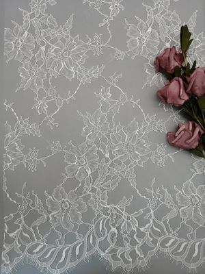 100% nylon 145cm trắng hoa vải tuyn lưới vải thêu ren mềm