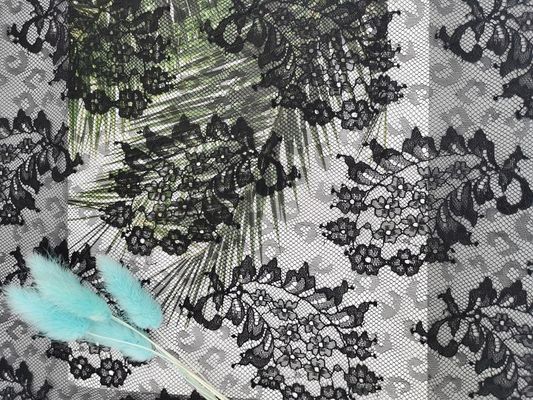 Paisley Pháp ren màu đen Vải tuyn nhẹ