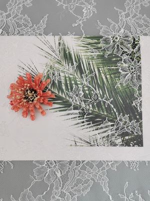 100% nylon 145cm trắng hoa vải tuyn lưới vải thêu ren mềm