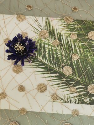 Vải tuyn kim loại thêu chấm vải Váy cô bé