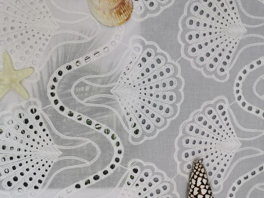 Mô hình vỏ ren cô dâu màu trắng Vải thêu viền mắt 100% cotton