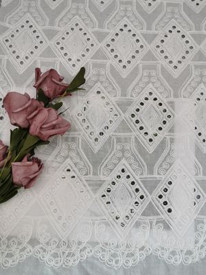 Mô hình kim cương Ren Eyelet trắng Bông vải Broderie