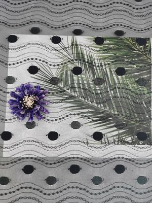 Linear All Over Spot Polyester Ren Trim Black Tulle Mesh