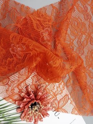 Nylon màu cam Tinh tế vải ren Chantilly Pháp cho váy nữ