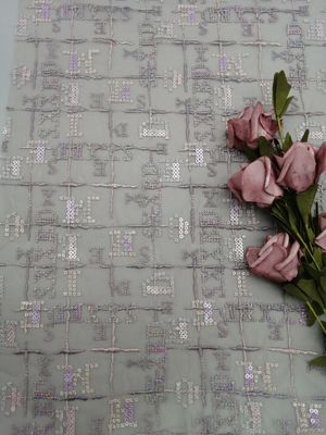 Geo Sequin Vải thêu ren cho hàng dệt may gia đình