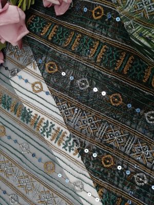 Mô hình hình học Vải thêu ren màu Sequin Voile