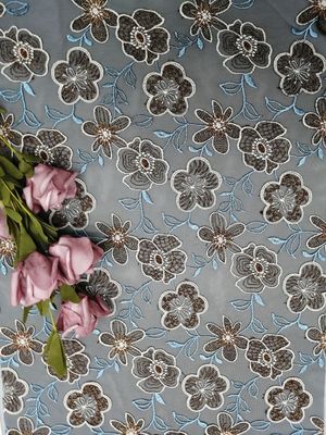 Vải thêu ren màu hoa vải may mặc phụ nữ