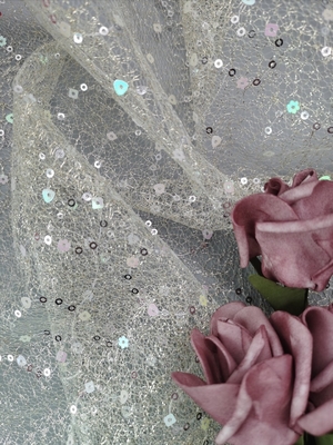 Vàng cô dâu lưới Sequin Vải thêu ren vải ren