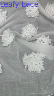 Vải lưới tulle lá thêu vải renda hoa thở lưới lá cho trang phục