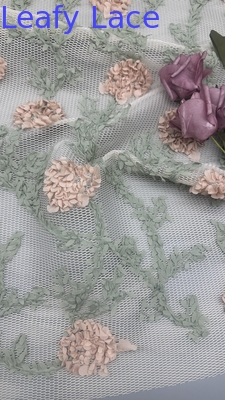 Vải renda thêu 100% polyester lưới đất cho váy cưới