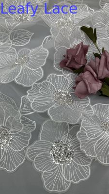 Vải thêu đinh 100% polyester tỏa sáng tùy chỉnh thanh lịch cho trang phục bữa tiệc