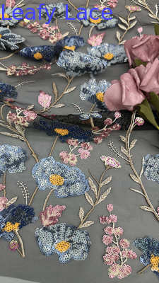 Vải ren thêu kim sa lưới thanh lịch Tùy chỉnh Bộ sưu tập mới