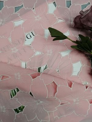 100% Polyester cắt laser vải đính ren cho váy cưới