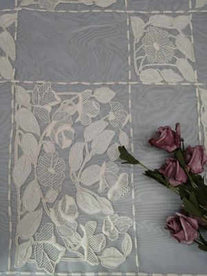 Màu be bông thêu vải dệt dây trải giường Vải tuyn hoa