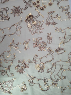Màu sâm banh Sequin Vải thêu Cô gái Váy ren lưới sequin