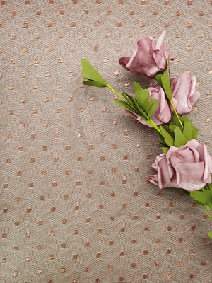 Màu nâu Vải ren thêu kim loại Vải tuyn ren Trọng lượng nhẹ Chấm ren